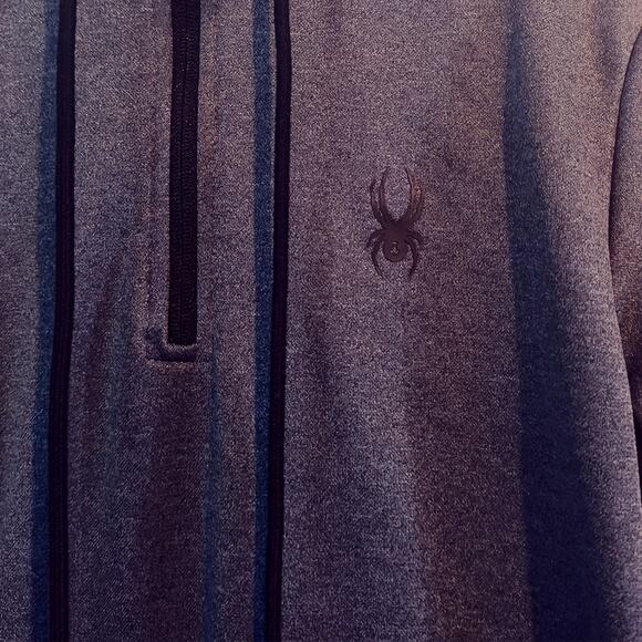 Spyder Active Quarter-Zip Hoodie Pullover SPM804R Black Gray Men's Medium - Picture 3 of 7